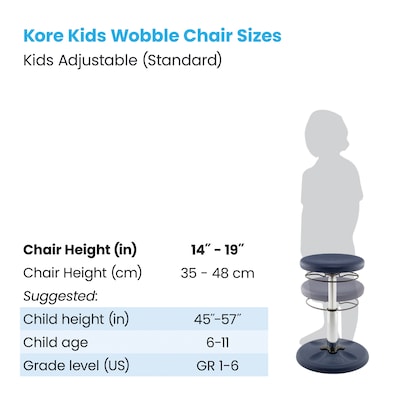 Kore Design Kids Adjustable Standard Wobble Chair 14" to 19", Dark Blue (KD-3104)