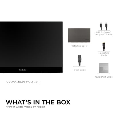 ViewSonic Portable 15.6" 60 Hz LED Monitor, Black (VX1655-4K-OLED)