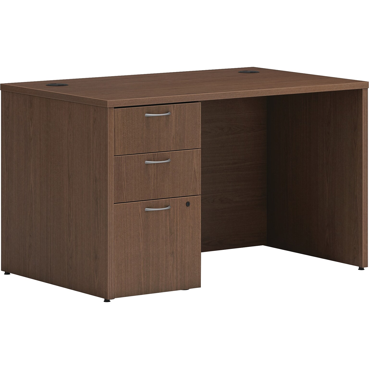 HON Mod 48W Single-Pedestal Desk, Sepia Walnut (HLPLDS4830BBFSE1)