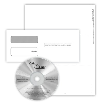 ComplyRight 2024 1099-NEC Recipient Copy Only Tax Form, Envelopes and LaserLink Software, 3-Part, 3-