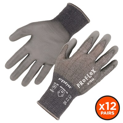 Ergodyne ProFlex 7044 PU Coated Cut-Resistant Gloves, ANSI A4, Gray, Large, 12 Pair (10484)