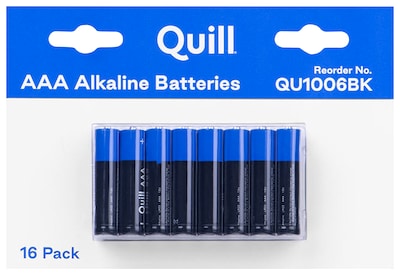 Quill Alkaline Batteries AAA ,16/Pack (QU1006BK)