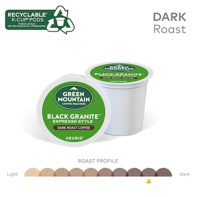 Green Mountain Black Granite Espresso Style Coffee, Dark Roast, Keurig® K-Cup® Pods, 24/Box (5000366650)