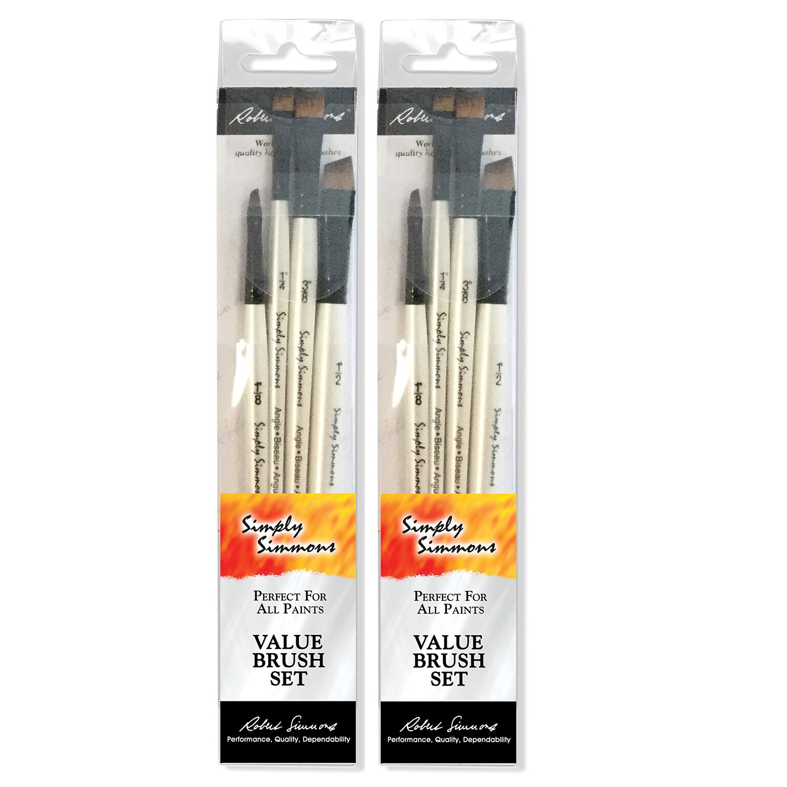 Daler-Rowney Simply Simmons All The Angles Brush Set, 4 Pieces Per Set, 2 Sets (DRW255400006-2)