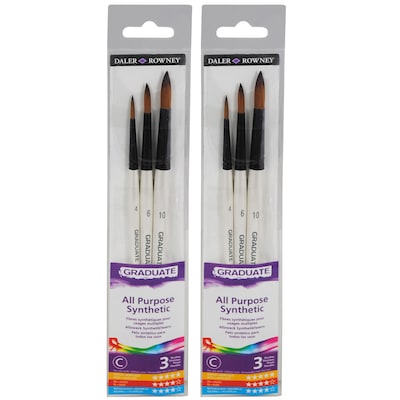 Daler-Rowney Graduate Synthetic Round Brush Set, 3/Set, 2 Sets/Bundle (DRWD212530007-2)