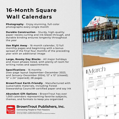 2024 BrownTrout Carolina Coast 12" x 24" Monthly Wall Calendar (9781975462178)