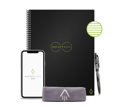 Rocketbook Core Reusable Smart Notebook, 8.5 x 11, Lined Ruled, 32 Pages, Black (EVR2-L-RC-A)