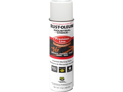 Rust-Oleum Solvent-Based Industrial Choice Precision Line Inverted Marking Paint, White, 17 oz., 12/