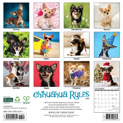 2025 Willow Creek Chihuahua Rules 12 x 12 Monthly Wall Calendar (42311)