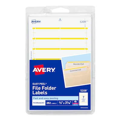 Avery Laser/Inkjet File Folder Labels, 0.67 x 3.44, Yellow, 252/Pack (5209)