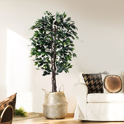 Forever Leaf 72" Artificial Ficus Silk Tree in Wicker Basket (FEV-FIWI72)