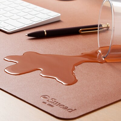 Smead Small Vegan Leather Anti-Slip Desk Pad, 23.6" x 13.7", Brown (SMD64837)