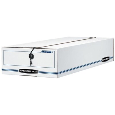 Bankers Box Liberty Corrugated File Box String and Button Box, Check Size, White/Blue (4662401)