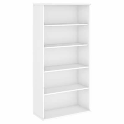 Bush Business Furniture Studio C 72.8"H 5-Shelf Bookcase with Adjustable Shelves, White Laminated Wood (SCB136WH)