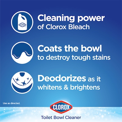 Clorox Disinfecting Toilet Bowl Cleaner with Bleach, Rain Clean Scent, 24 Oz., 2/Pack, 6 Packs/Carton (30924)