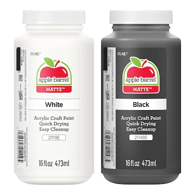 Apple Barrel Acrylic Paint Matte, 16oz., White & Black, 2/Pack (APPPROMOABWB-2)