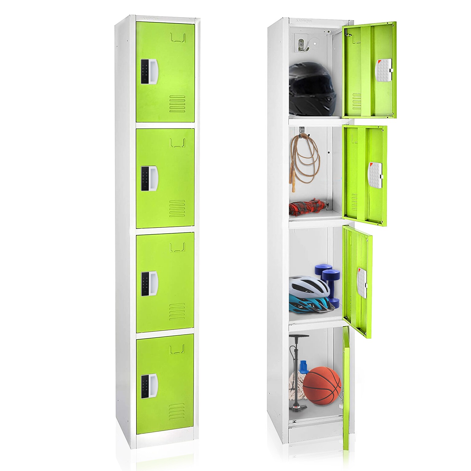 AdirOffice 72H 4-Tier Green Storage Locker (ADI629-204-GRN-DL)