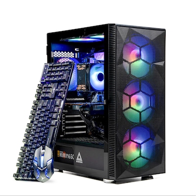 Skytech Storm Gaming Desktop, AMD Ryzen 5 5600G, 16GB RAM, 1TB SSD, Intel Arc A380 Graphics, Black