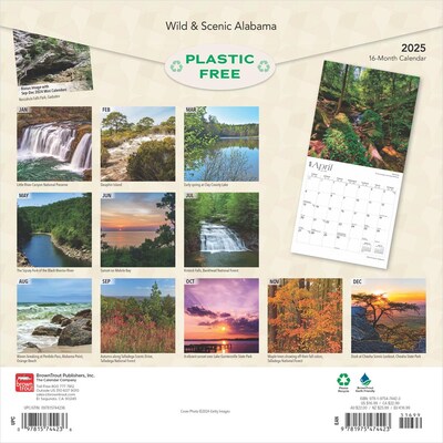 2025 BrownTrout Alabama Wild & Scenic 12 x 12 Monthly Square Wall Calendar (9781975474423)