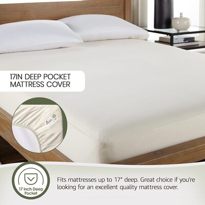 Whisper Organics Waterproof Pique Textured Mattress Protector, GOTS Certified Cotton, Full, White (WSOR-WMPTWF)