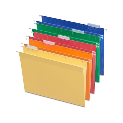 Staples® Heavy Duty Bright Colored Hanging File Folders, 1/5-Cut Tab, Letter Size, Assorted Colors,