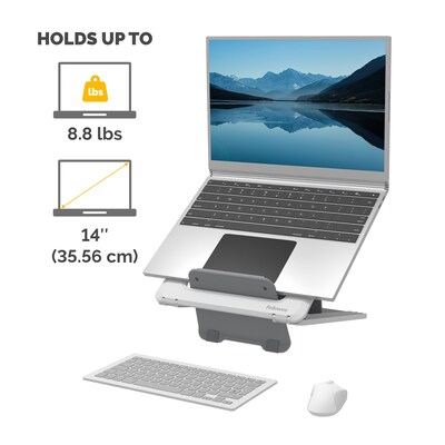 Fellowes Breyta Collection 9.25" x 10.55" Adjustable Plastic Laptop Stands, White (100098501)