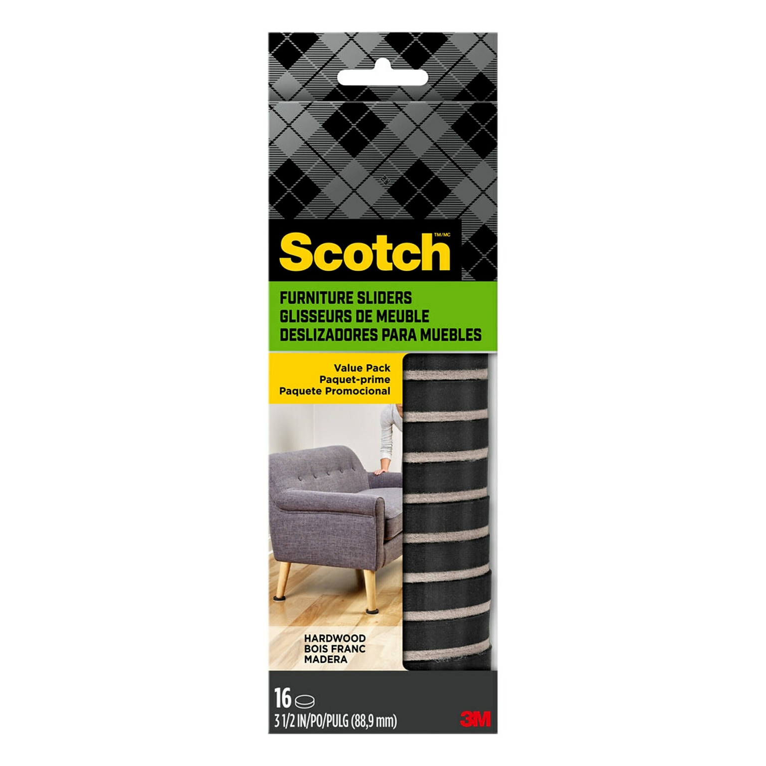 Scotch Furniture Sliders, Black/Beige, 16/Pack (SP674-NA)