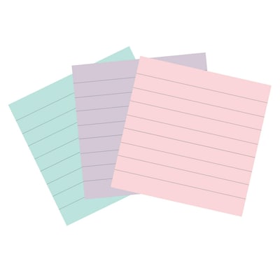 Post-it Recycled Super Sticky Notes, 4 x 4, Wanderlust Pastels Collection, Lined, 70 Sheet/Pad, 3