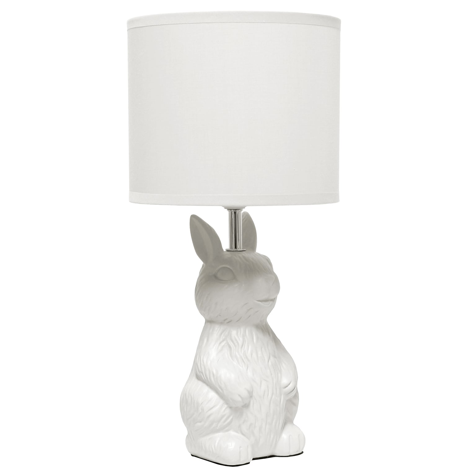 Simple Designs 16.33 Cute Wonders Whimsical Perched Bunny Rabbit Table Lamp, White (LT2117-WHT)