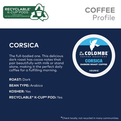 La Colombe Corsica Coffee Keurig® K-Cup® Capsules, Dark Roast, 80/Carton (5000380614CT)