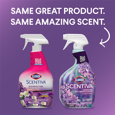 Clorox Scentiva Disinfecting Multi-Surface Cleaner Spray Bottle, Lavender and Jasmine, 32 fl. oz. (31387)