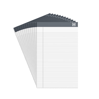 TRU RED™ Notepads, 5 x 8, Narrow Ruled, White, 50 Sheets/Pad, 12 Pads/Pack (TR57360)