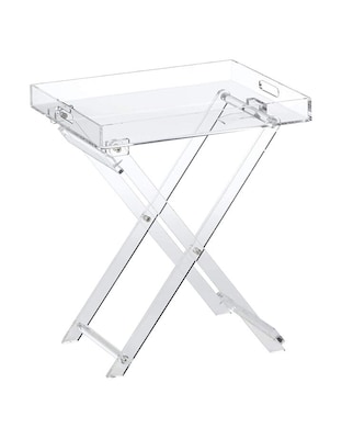 Designstyles Luxurious Acrylic Foldable Tray Side Table with Handles, Clear (DST-AFTTH)