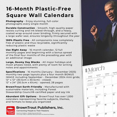 2025 BrownTrout President Barack Obama 12" x 12" Monthly  Wall Calendar (9781975475550)