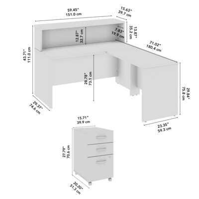 Bush Business Furniture Arrive 60"W L Shaped Reception Desk with Shelf and Mobile File Cabinet, Storm Gray (ARV004SG)