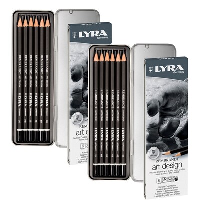 Lyra Rembrandt Art Design Graphite Drawing Pencil Set Tin, Assorted Colors, 6 Pencils/Set, 2 Sets/Bu