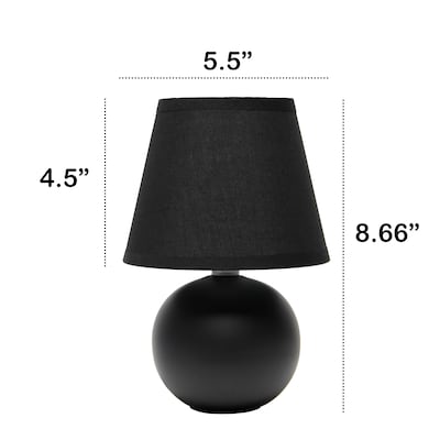 Creekwood Home Nauru 8.66" Traditional Petite Ceramic Orb Base Bedside Table Desk Lamp, Black (CWT-2004-BK)