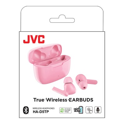 JVC Ultra-Compact True Wireless Earbuds with Charging Case, Bluetooth, Pink (HAD5TP)