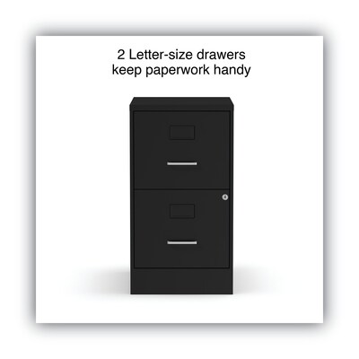 Alera® Soho 2 File-Drawer Vertical Standard File Cabinet, Letter Size, Lockable, 24.1"H x 14"W x 18"D, Black (2806262)