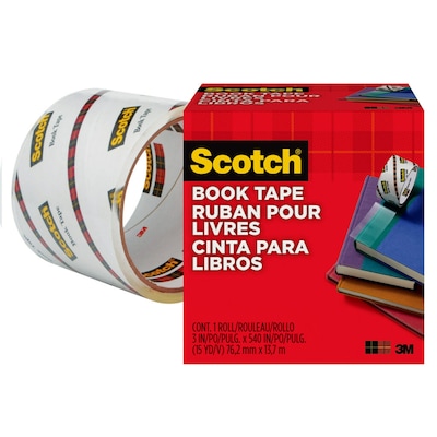 Scotch Book Transparent Clear Tape, 3" x 15 yds., 3" Core, Transparent (845-3)