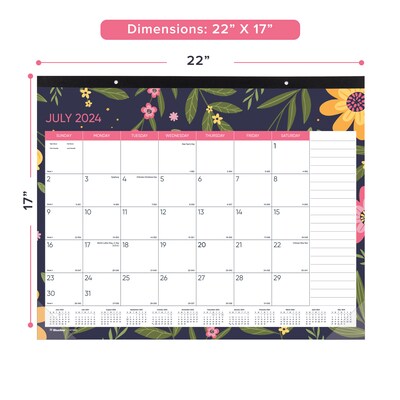 2024-2025 Blueline Blossom 22 x 17 Academic Monthly Desk Pad Calendar (CA1716BD)
