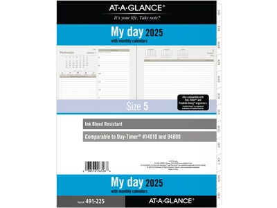 2025 AT-A-GLANCE 11 x 8.5 Daily & Monthly Planner Refill, White/Brown (491-225-25)