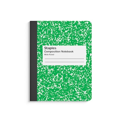 Staples® Composition Notebook, 7.5" x 9.75", Wide Ruled, 100 Sheets, Green (ST55074)