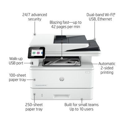 HP LaserJet Pro MFP 4101fdw Black & White Printer with Fax (2Z619F#BGJ) |  Quill.com