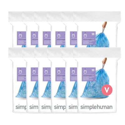 simplehuman Code R Custom Fit Drawstring Trash Bags in Dispenser Packs, 60  Count, 10 Liter / 2.6 Gallon, White 60 Liners Trash Bags
