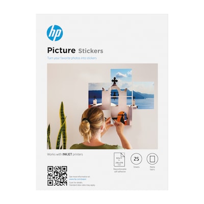 HP Picture Stickers, 8.5 x 11, 25 Sheets/Pack (8L1U9A)