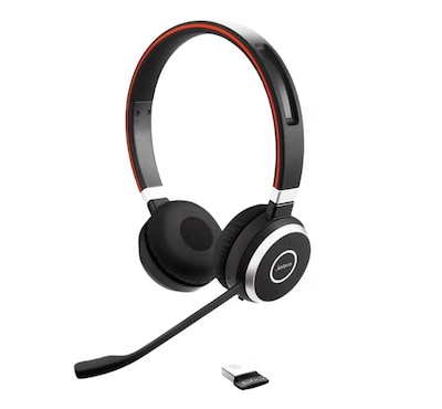 jabra Evolve 65 UC Stereo Noise Canceling Bluetooth Stereo Phone & Computer Headset, Black/Red/Silve