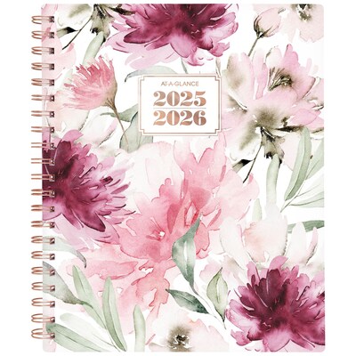 2025-2026 AT-A-GLANCE BADGE Floral 8.5 x 11 Academic Weekly & Monthly Planner, Plastic Cover, Mult