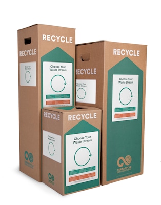 TerraCycle Cardboard Disposable Gloves Recycling Box, 10.5 Gallon, White and Green (301)