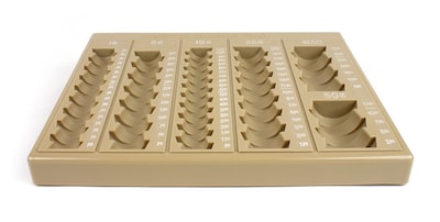 CONTROLTEK Coin Tray, 6 Compartments, Ivory (500023)